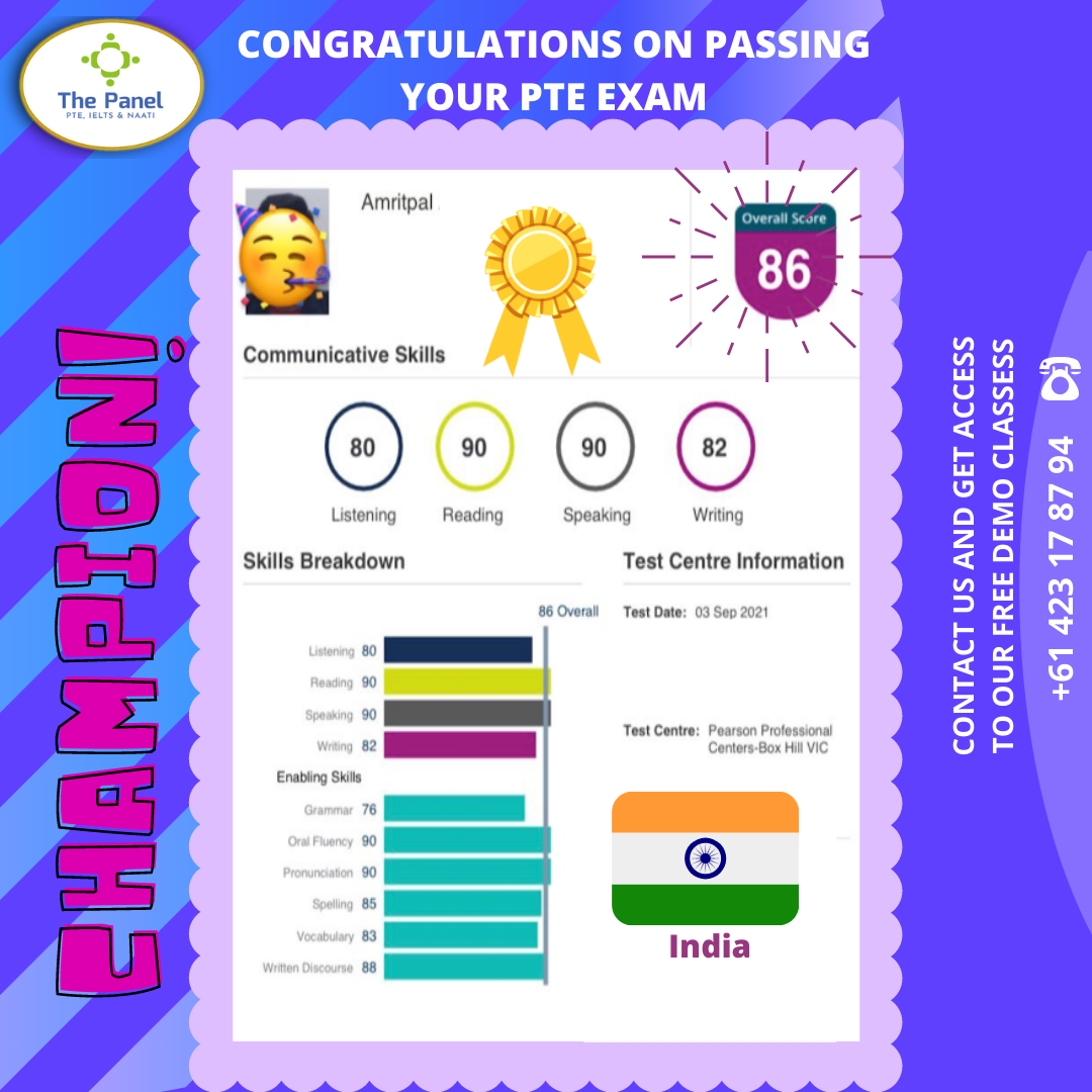 Best PTE institute. Score 79+